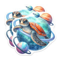 (2 Pack) Sea Turtle Magnets - Cosmic Planet Art - Whimsical Ocean Creature - Space Themed Refrigerator Magnets - 5 Inches On Longest Side - Thick Durable Magnet - Made in USA - MAG22429