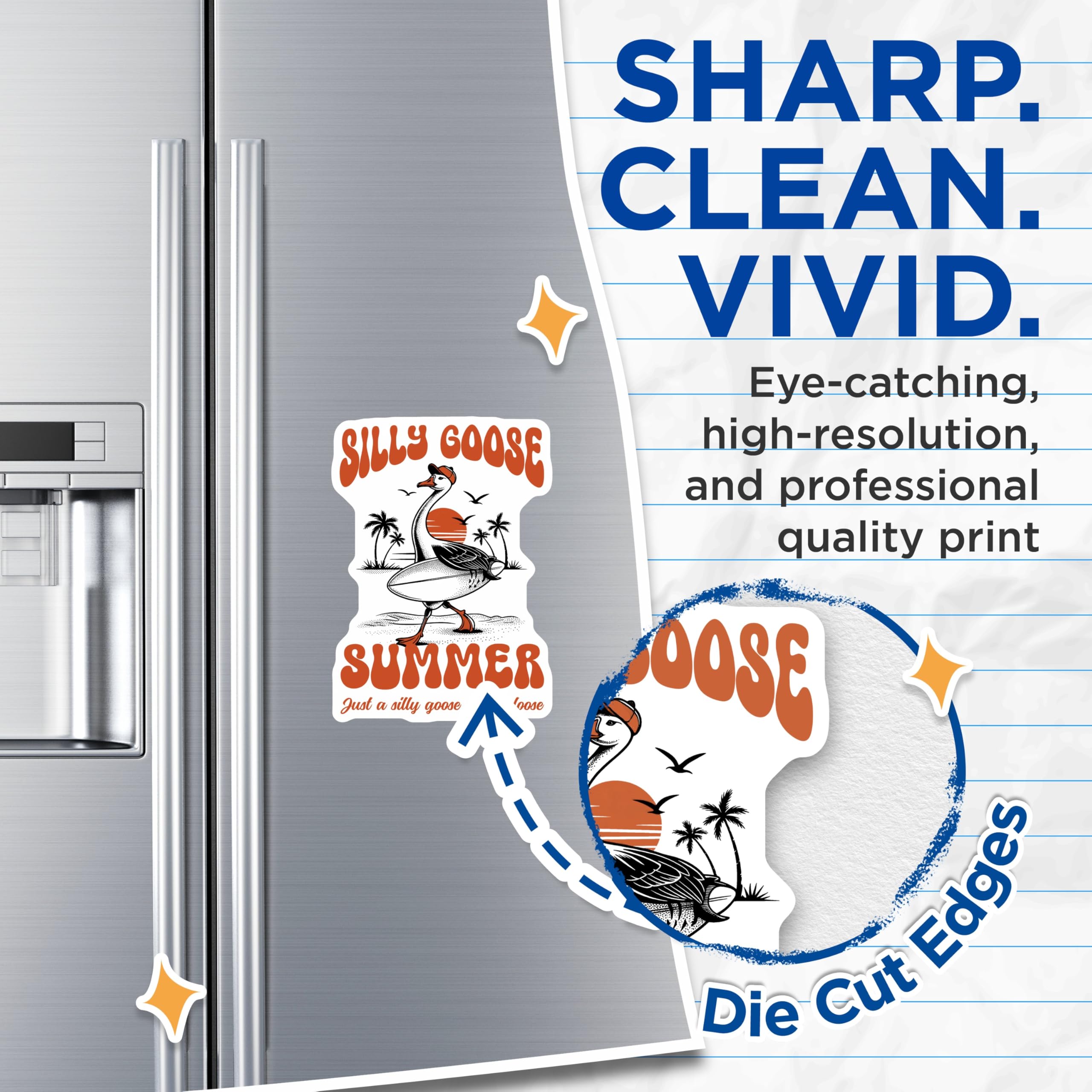 (2 Pack) Silly Goose Magnets - Summer Fun - Beach Vacation Home Decor - 5" On Longest Side - Premium Magnet - for Cars, Refrigerators, Toolboxes, Lockers - Made in USA - MAG17819