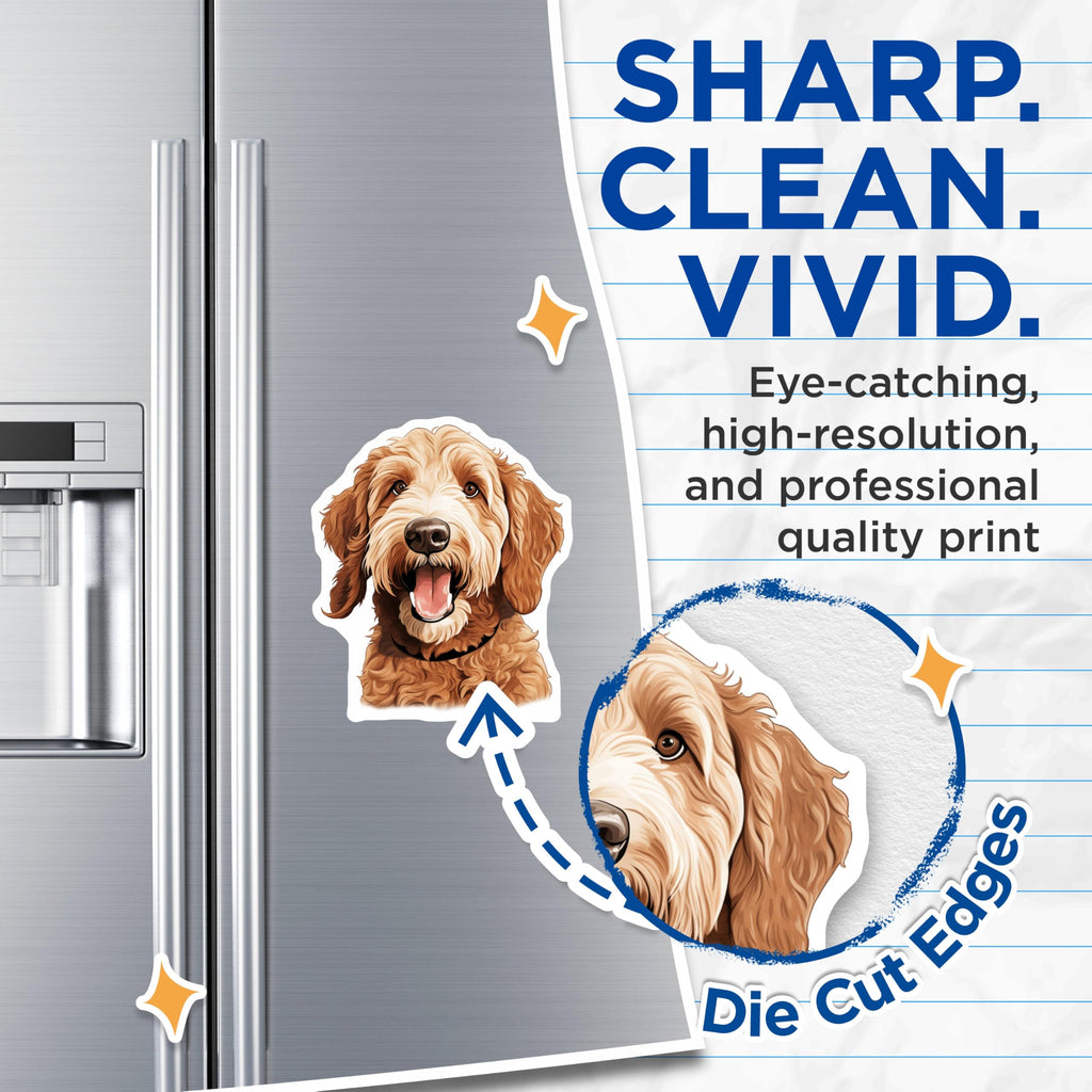 (2 Pack) Goldendoodle Magnets - Dog Lover Decor - Pet Parent Refrigerator Art - Cute Doodle Art - 5 Inches On Longest Side - Thick Durable Magnet - Made in USA - MAG28853