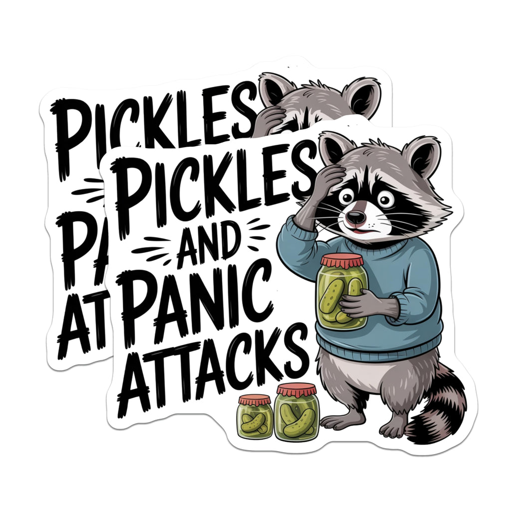 (2 Pack) Funny Raccoon Magnets - Pickles and Panic - Quirky Fridge Decor - 5" On Longest Side - Premium Magnet - for Cars, Refrigerators, Toolboxes, Lockers - Made in USA - MAG16977