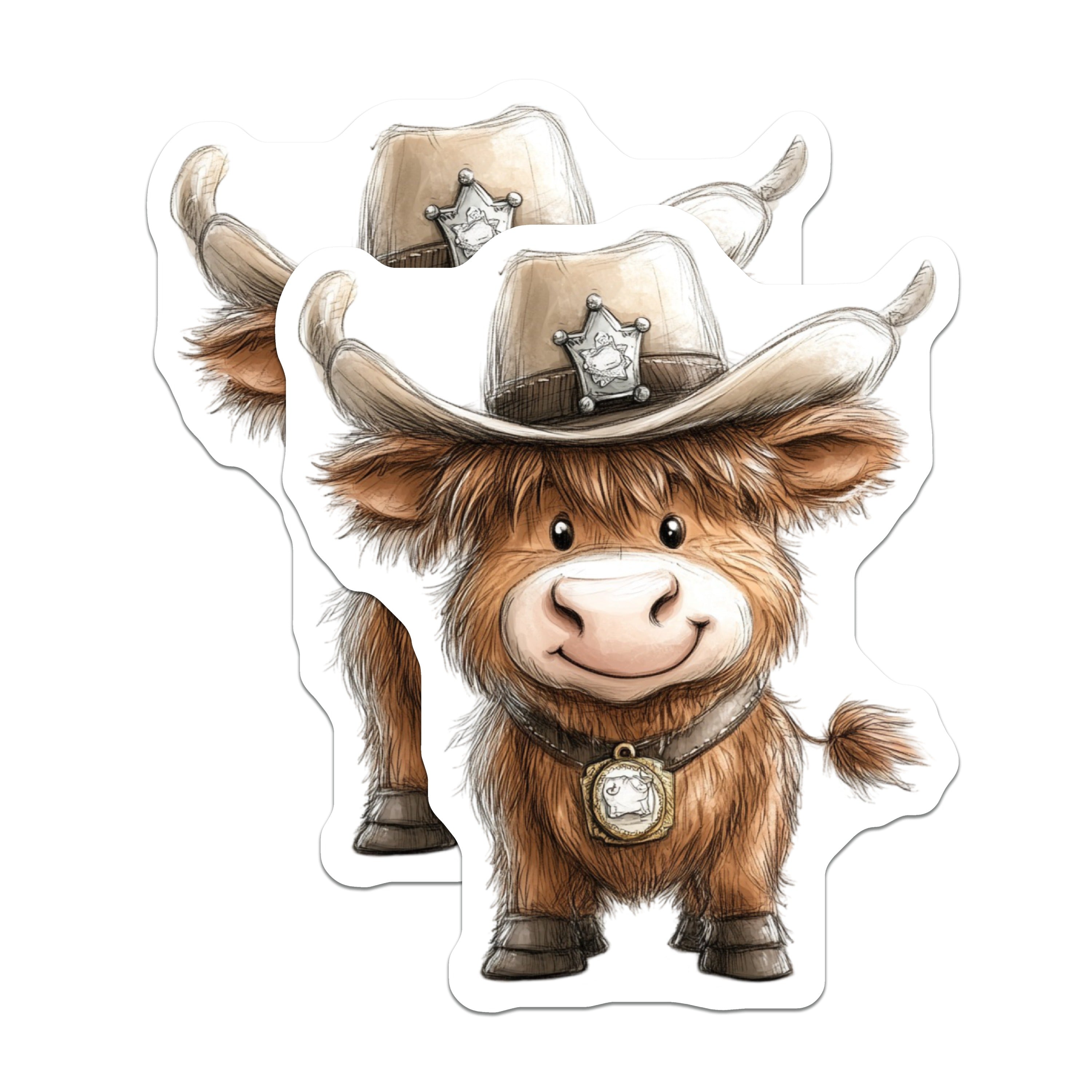 (2 Pack) Cute Highland Cow Magnets - Western Farmhouse Decor - Country Farm Animal Aesthetic Refrigerator Funny Magnet - 5 Inches On Longest Side - Thick Durable Magnet - Made in USA - MAG38792