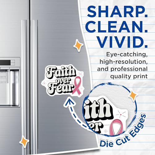 (2 Pack) Faith Over Fear Magnets - Inspirational Quote - Breast Cancer Awareness - 5" On Longest Side - for Cars, Fridges, Toolboxes - Made in USA - MAG6681