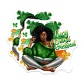 (2 Pack) Lucky Blessed Magnets - St Patricks Day Decor - Black Woman Reading - Afrocentric Magnets - 5 Inches On Longest Side - Thick Durable Magnet - Made in USA - MAG29304