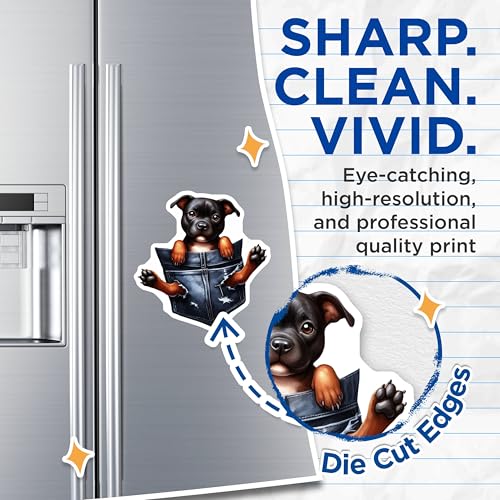 (2 Pack) Cute Puppy in Pocket Magnets - Adorable Dog - Fun Fridge - Unique Pet Lover - Animal Design - 5" On Longest Side - for Cars, Fridges, Toolboxes - Made in USA - MAG4411