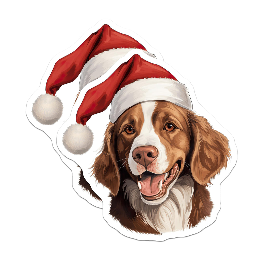 (2 Pack) Christmas Dog Magnets - Santa Hat Pet Lover Decor - Holiday Refrigerator Decoration - 5 Inches On Longest Side - Thick Durable Magnet - Made in USA - MAG27458