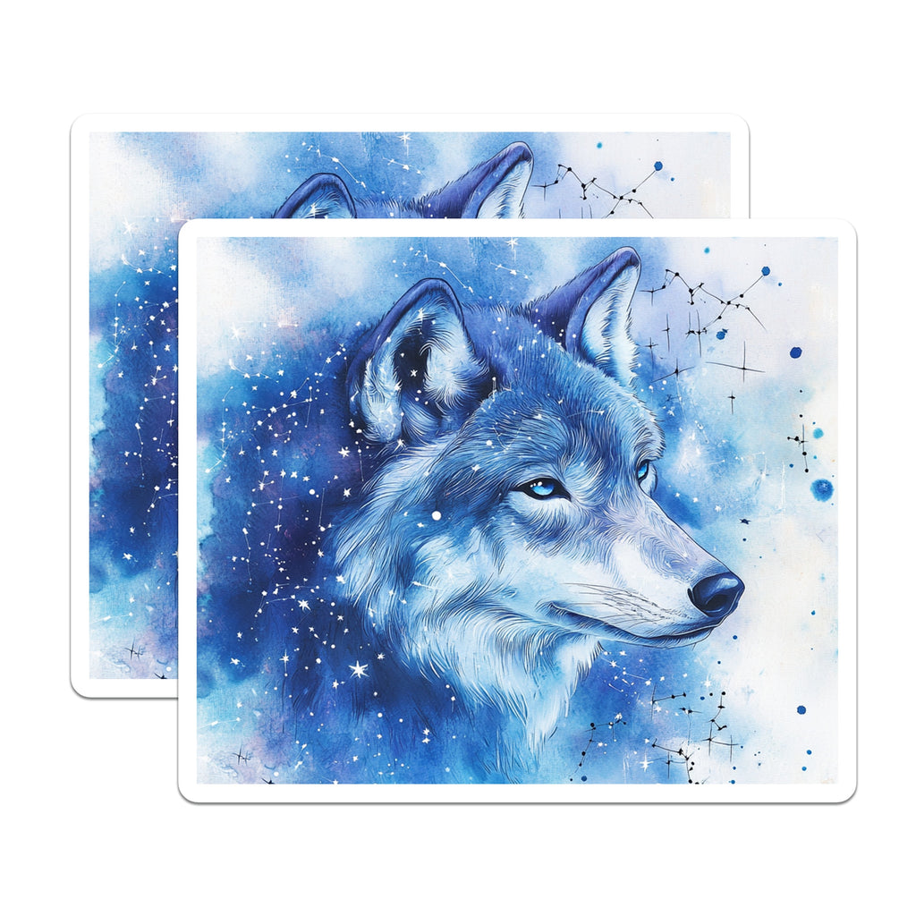 (2 Pack) Celestial Wolf Magnets - Starry Sky Art - Mystic Animal Decor - 5 Inches On Longest Side - Thick Durable Magnet - Made in USA - MAG39541