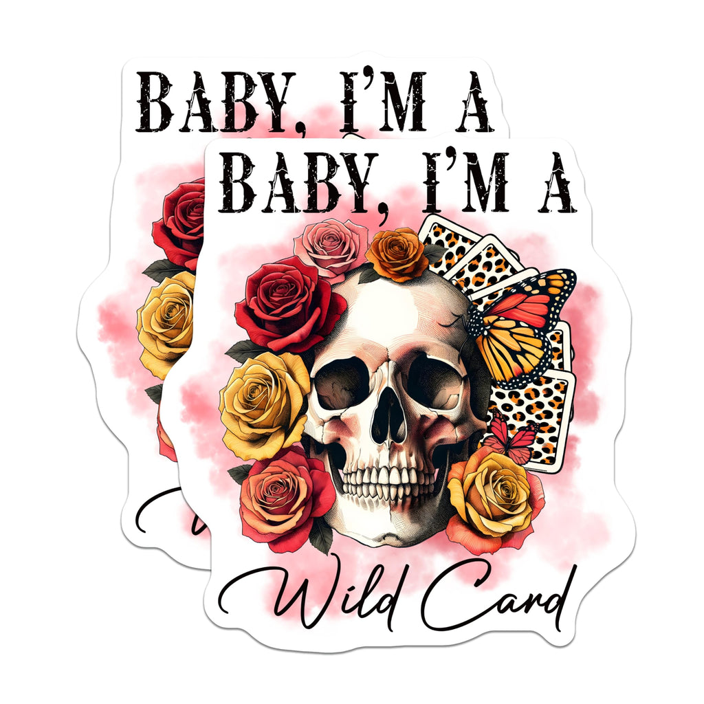 (2 Pack) Wild Card Magnets - Skull and Roses - Playing Card Magnets - 5" On Longest Side - Premium Magnet - for Cars, Refrigerators, Toolboxes, Lockers - Made in USA - MAG14731