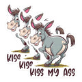 (3 Pack) Funny Donkey Decals - Kiss My Ass - Laptop Car Bumper Decals - 3 Inches On Longest Side - Easy Peel & Apply - Made in USA - 3MCS2109