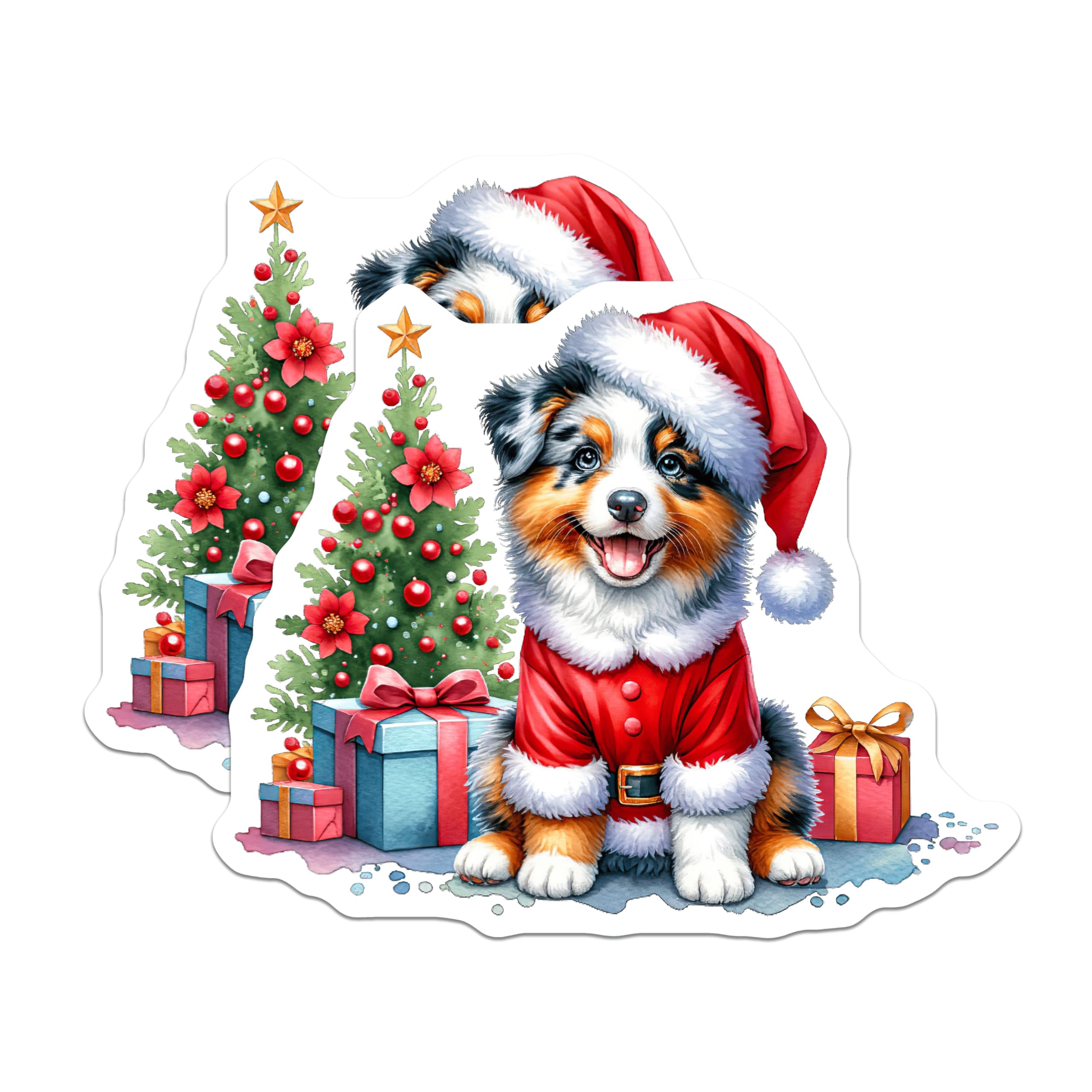 (2 Pack) Santa Puppy Christmas Magnets - Adorable Dog Holiday Refrigerator Decor - Festive Pet Lover Accessory for Xmas - 5 Inches On Longest Side - Thick Durable Magnet - Made in USA - MAG30189