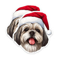 (2 Pack) Shih Tzu Christmas Magnets - Dog Lover Holiday Decor - Santa Hat Pet Owner Art - Festive Fridge Animal Magnets - 5 Inches On Longest Side - Thick Durable Magnet - Made in USA - MAG26998
