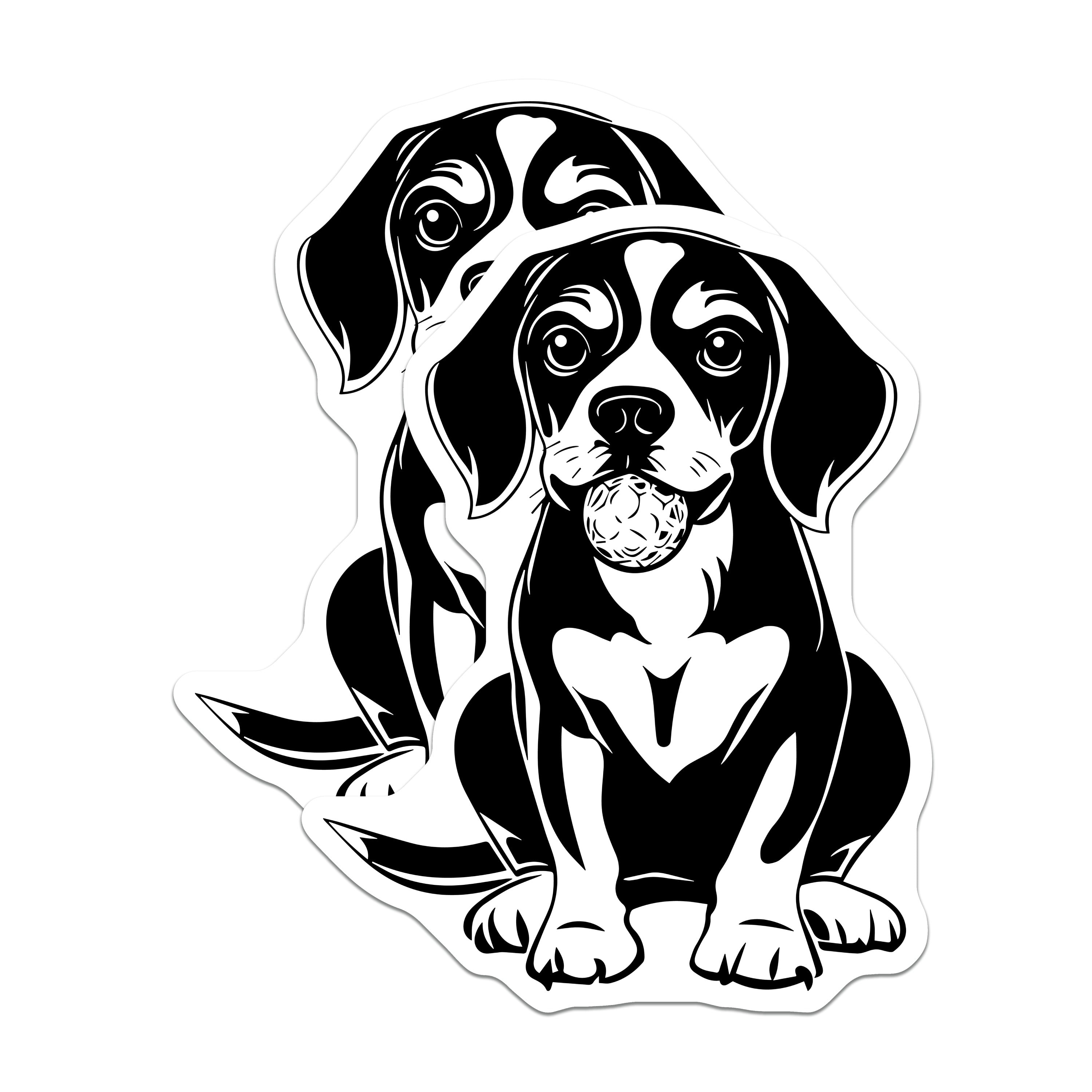 (2 Pack) Beagle Dog with Ball Magnets - Playful Puppy Animal Art - Dog Lover Decor for Pet Owners - 5 Inches On Longest Side - Thick Durable Magnet - Made in USA - MAG36691