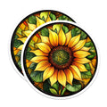 (2 Pack) Stained Glass Sunflower Magnets - Floral Art Decor - Vibrant Kitchen Fridge Accent - 5 Inches On Longest Side - Thick Durable Magnet - Made in USA - MAG23870