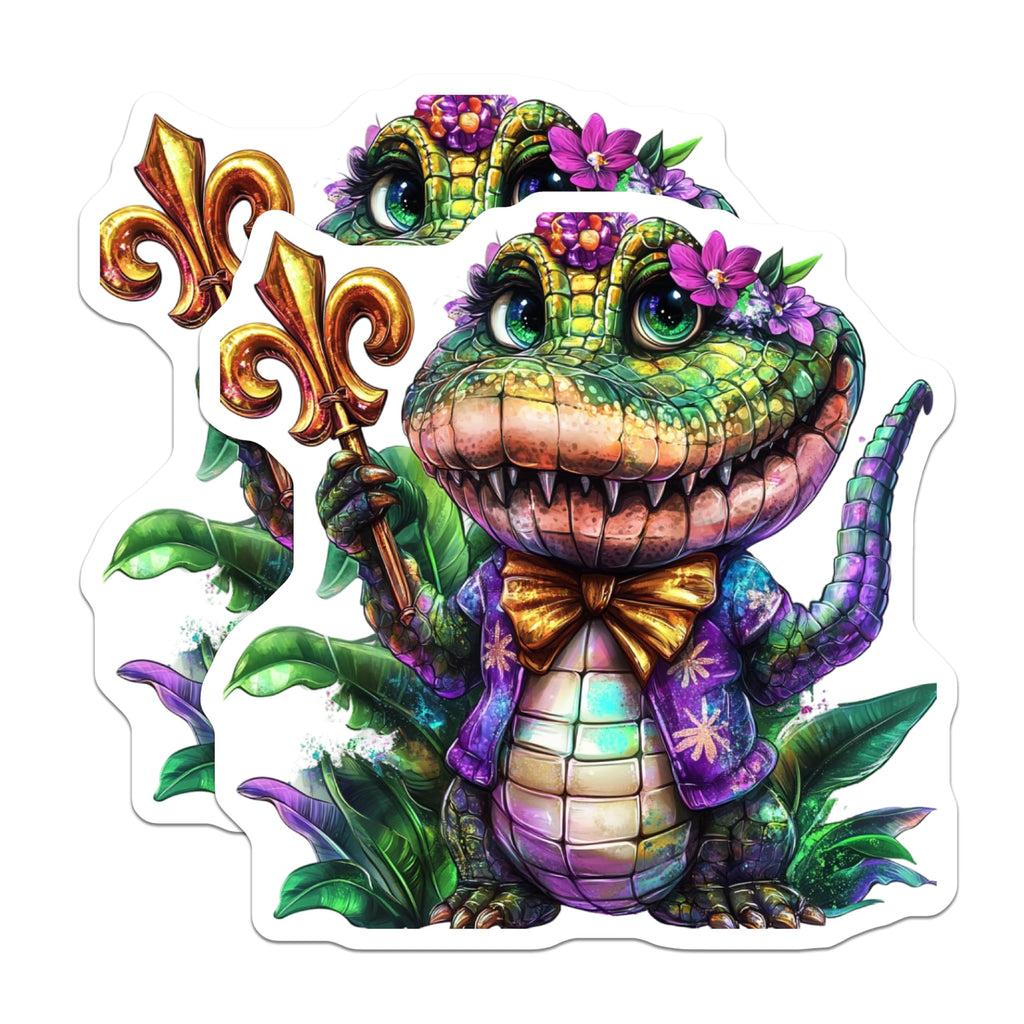 (2 Pack) Alligator Magnets - Fleur De Lis - Louisiana Decor - 5" On Longest Side - Premium Magnet - for Cars, Refrigerators, Toolboxes, Lockers - Made in USA - MAG15242