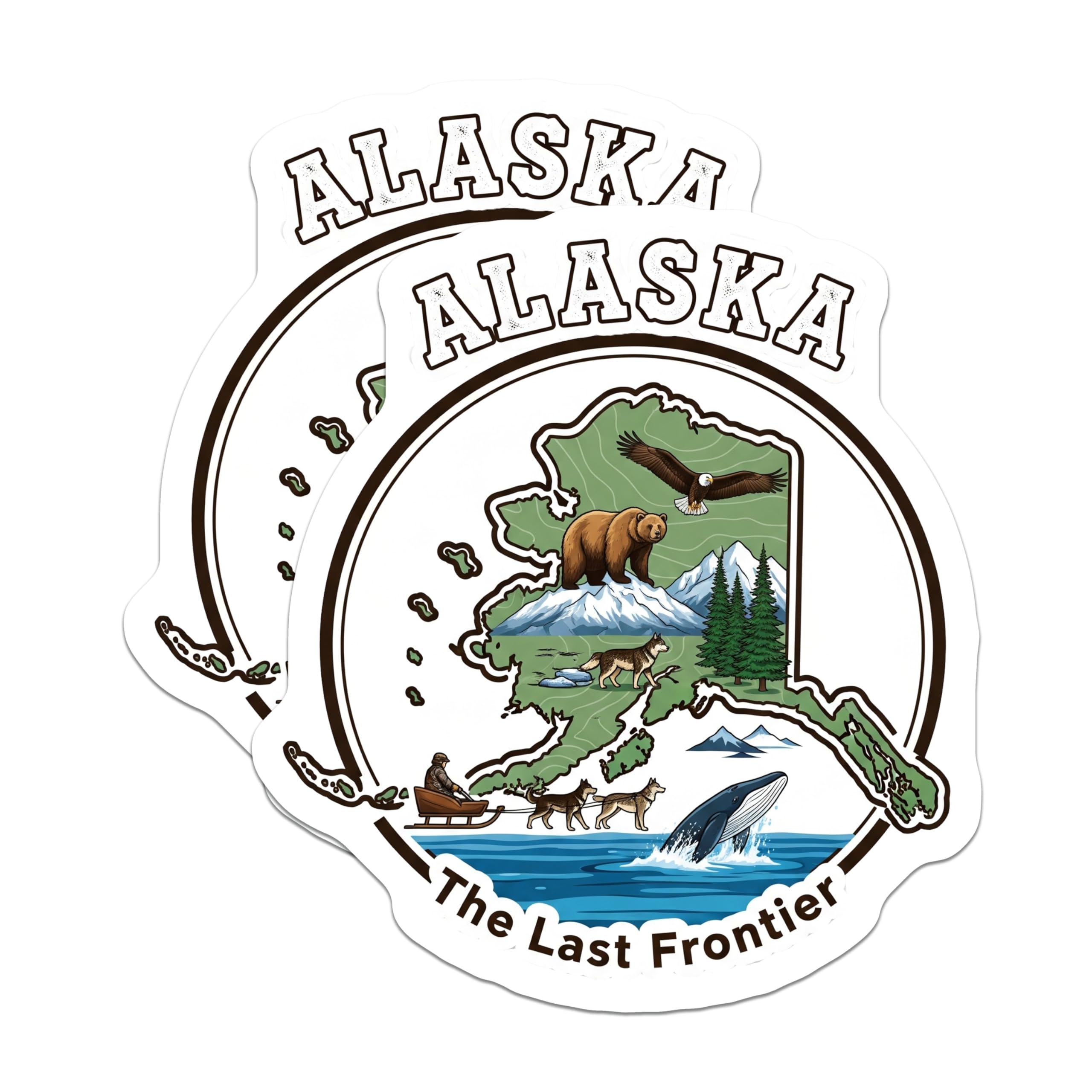 (2 Pack) Alaska Magnets - The Last Frontier Decor - Alaskan Souvenir Fridge Magnets - 5" On Longest Side - Premium Magnet - for Cars, Refrigerators, Toolboxes, Lockers - Made in USA - MAG18527