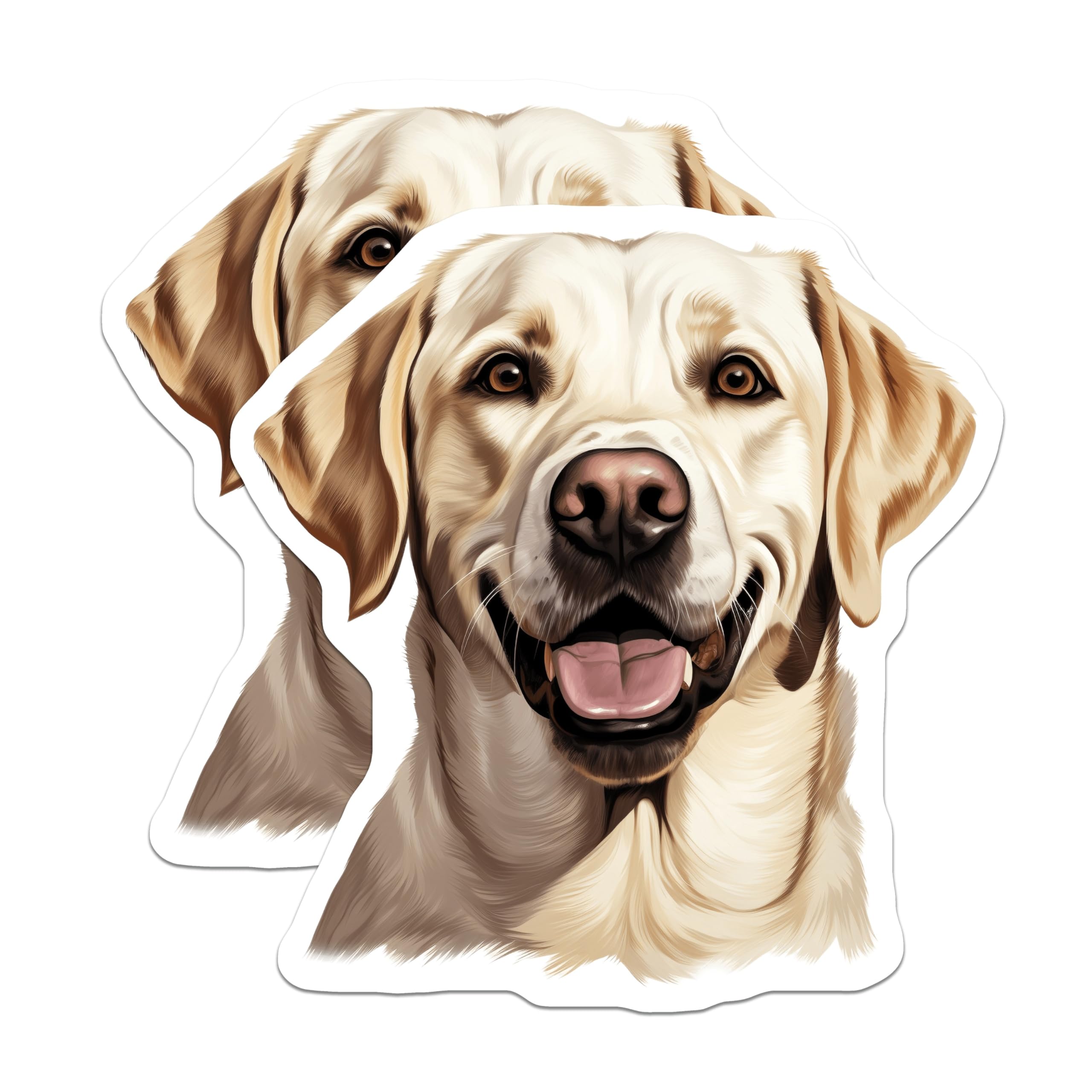 (2 Pack) Happy Labrador Magnets - Yellow Lab Dog Decor - Pet Owner Refrigerator Art - 5 Inches On Longest Side - Thick Durable Magnet - Made in USA - MAG25784