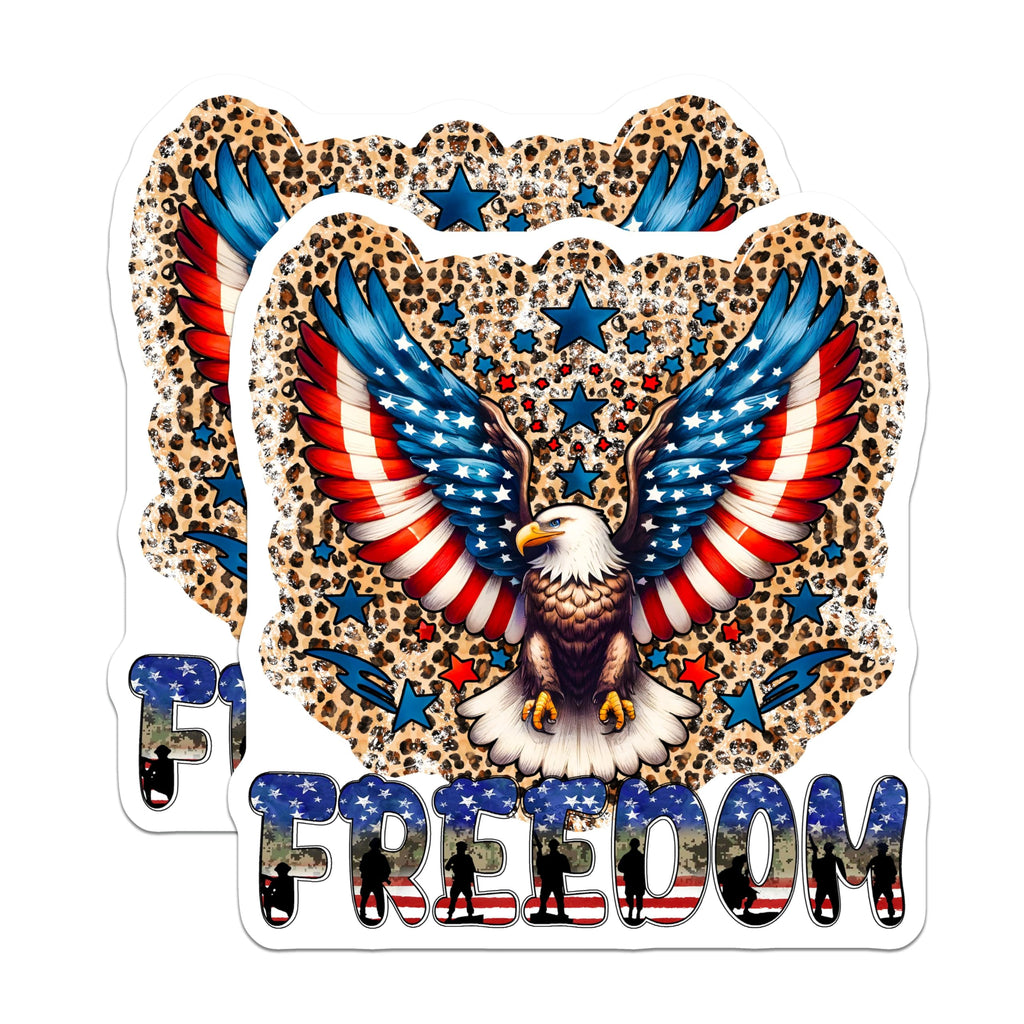 (2 Pack) Freedom Eagle Magnets - Patriotic Decor - American Flag Design - 5" On Longest Side - for Cars, Fridges, Toolboxes - Made in USA - MAG7399
