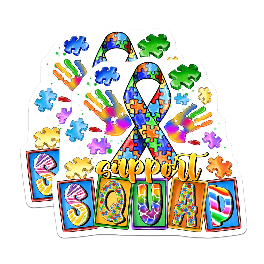 (2 Pack) Autism Awareness Magnets - Support Squad Design - Neurodiversity Advocate - Special Education Teacher - 5 Inches On Longest Side - Thick Durable Magnet - Made in USA - MAG25163