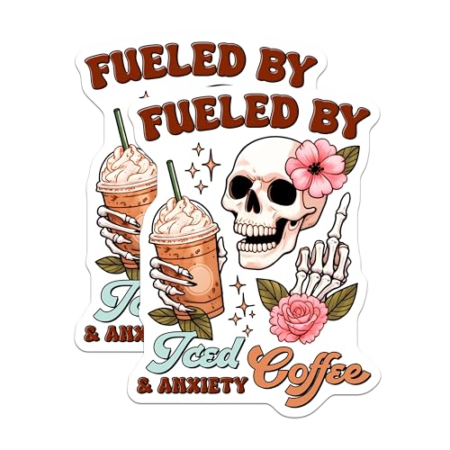 (2 Pack) Funny Skull Coffee Lover Decor Magnet - 5" On Longest Side - Sticks to Smooth Flat Surfaces - Made in USA - MAG9767