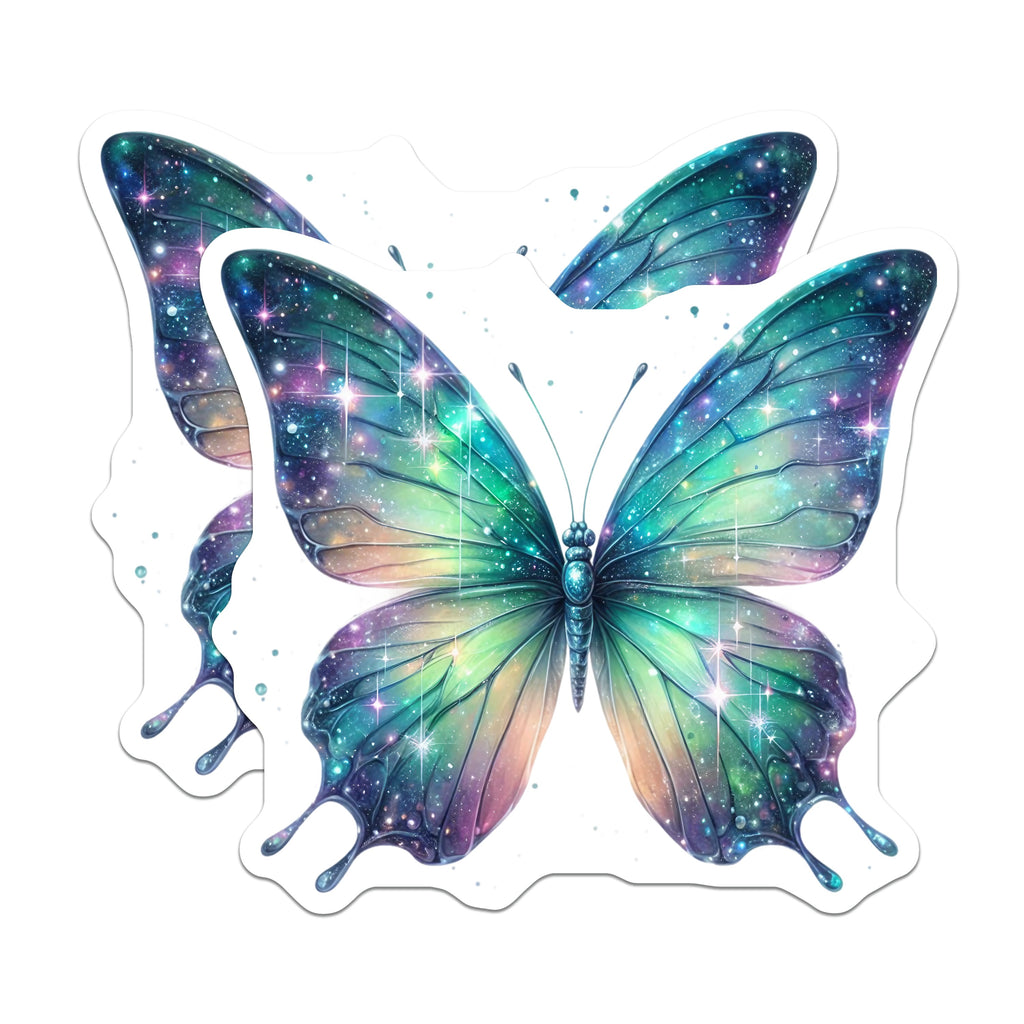 (2 Pack) Galaxy Butterfly Magnets - Celestial Fridge Decor - Cosmic Art Locker Decor - Iridescent Fairycore Decor - 5 Inches On Longest Side - Thick Durable Magnet - Made in USA - MAG38274