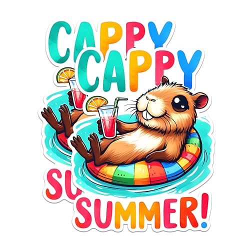 (2 Pack) Cappy Summer Magnets - Relaxing Animal Magnets - Cute Drink Magnets- 5" On Longest Side - for Fridges, Toolboxes, Cars - Made in USA - MAG2664