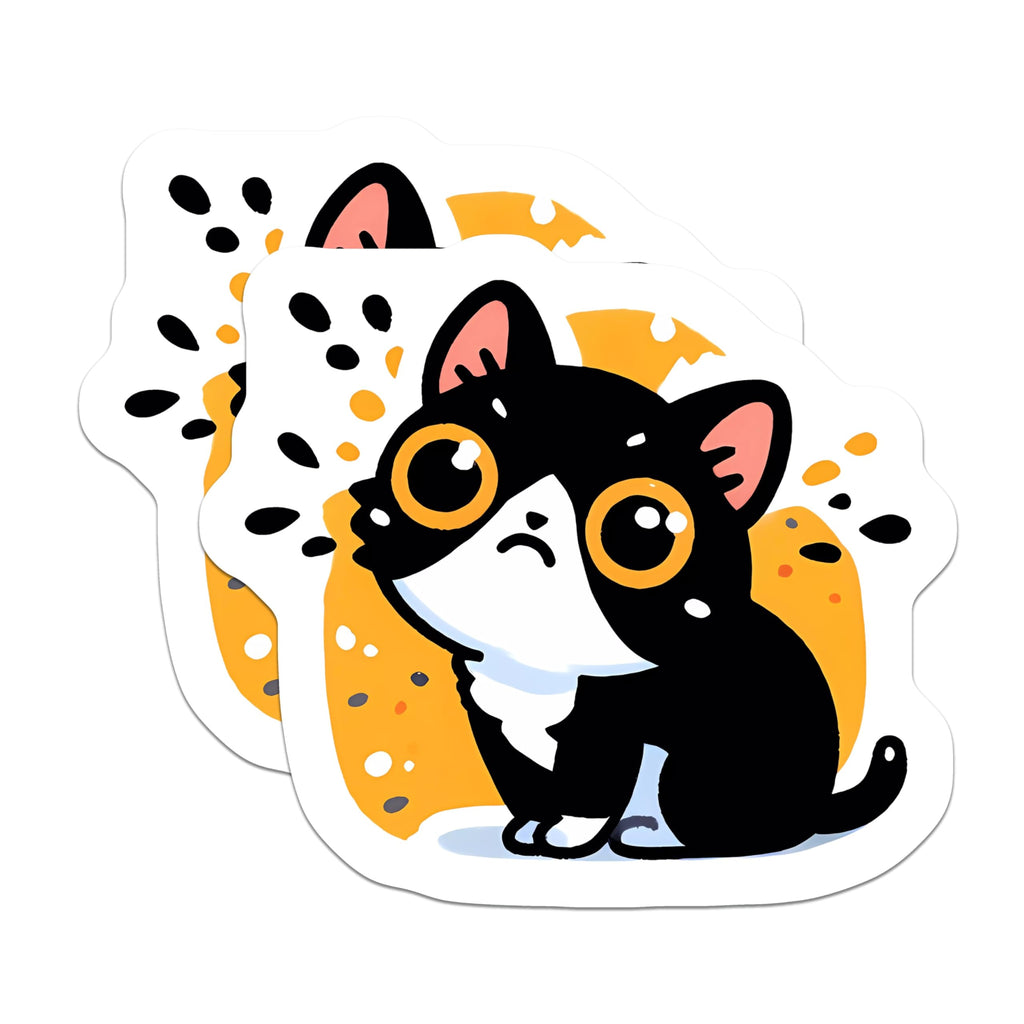 (2 Pack) Kawaii Cat Magnets - Black White Tuxedo Kitten - Refrigerator Locker Decor - 5 Inches On Longest Side - Thick Durable Magnet - Made in USA - MAG21968