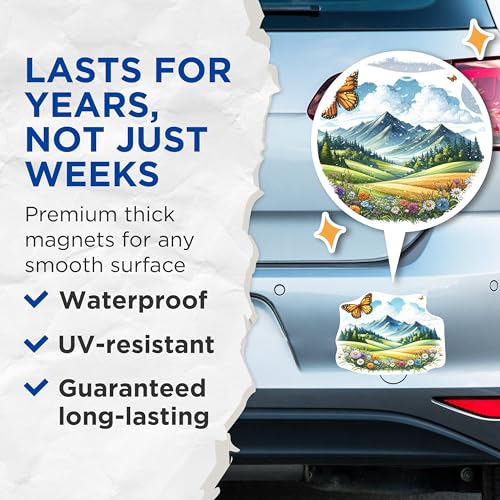 (2 Packs) Mountains and Beautiful Scenery Magnets - Forest Hiking Nature Beautiful Magnets - 5 Inches On Longest Side - Premium Magnet - for Fridges, Toolboxes, Cars - Made in USA - MAG2291