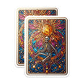 (2 Pack) Stained Glass Skeleton Magnets - Mystical Sun Art - Vibrant Cosmic Decor - 5 Inches On Longest Side - Thick Durable Magnet - Made in USA - MAG21042