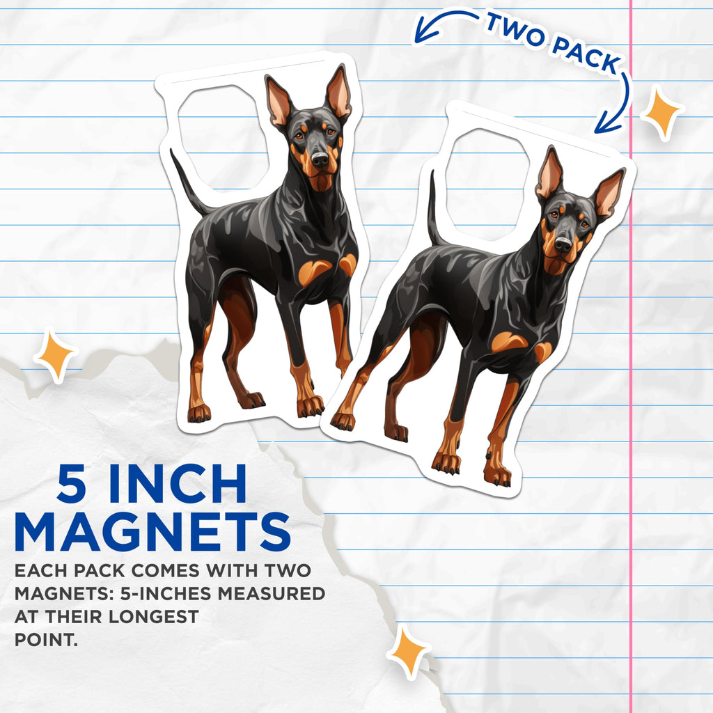 (2 Pack) Doberman Pinscher Magnets - Dog Owner Decor - Canine Lover Accessory - 5 Inches On Longest Side - Thick Durable Magnet - Made in USA - MAG27190