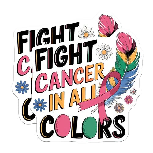 (2 Pack) Fight Cancer in Magnets Magnets - Inspirational Quotes - Colorful Ribbon - 5" On Longest Side - Made in USA - Sticks to Refrigerators & Metal Surfaces - MAG8748