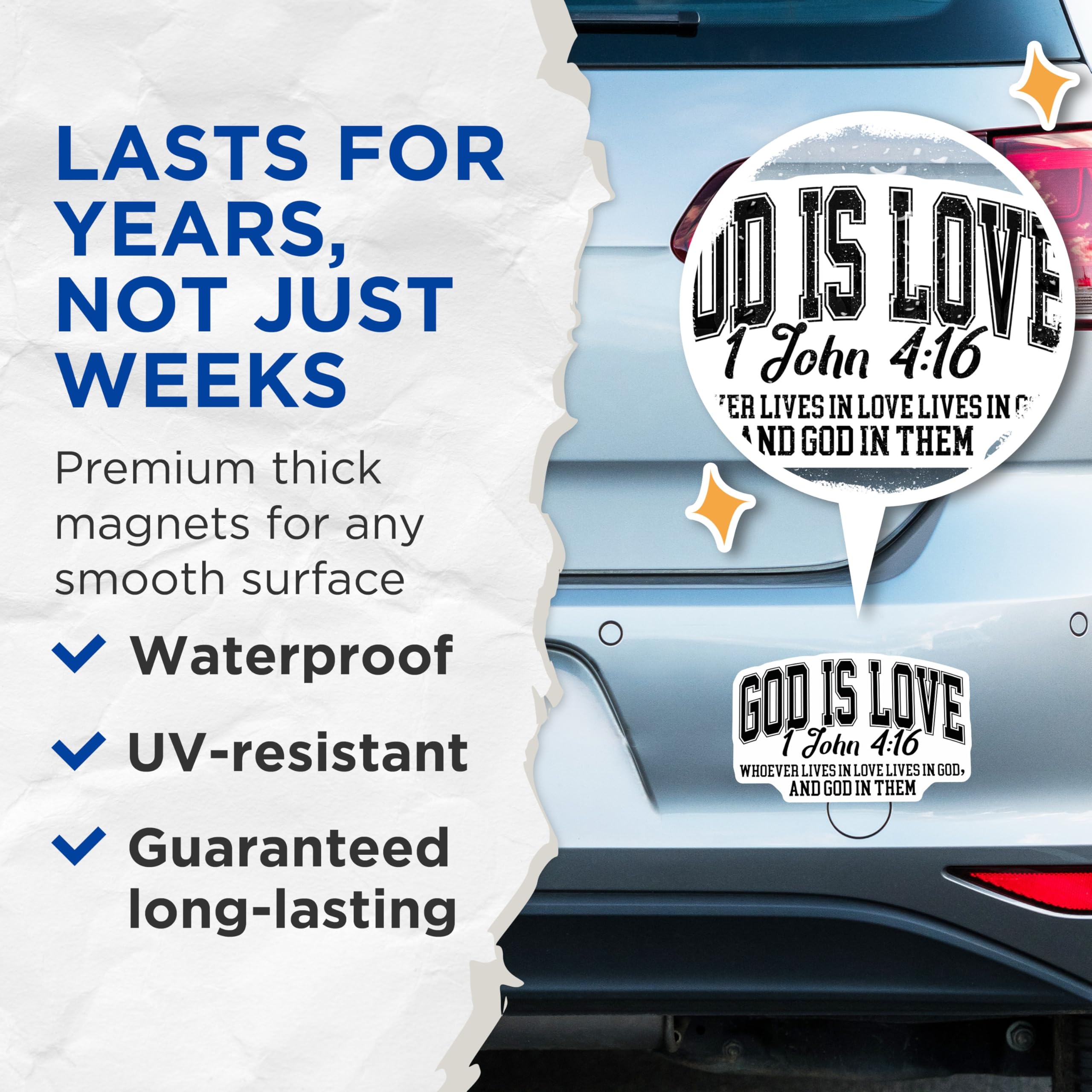 (2 Pack) God is Love Magnets - 1 John 4:16 Scripture Verse - Christian Faith Based Decor - 5 Inches On Longest Side - Thick Durable Magnet - Made in USA - MAG26510