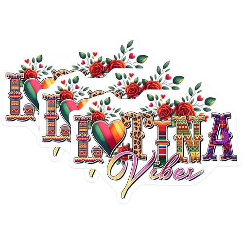 (3 Pack) Latina Vibes Decals - Hispanic Culture Sticker - Laptop Decal - 3 Inches On Longest Side - Easy Peel & Apply - Made in USA - 3MCS6985