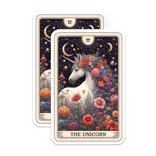 (2 Pack) The Unicorn Stickers - Fantasy Animal Stickers - Floral Horse Stickers - 5" On Longest Side - Sticks to Smooth Flat Surfaces - Made in USA - BMCS5513