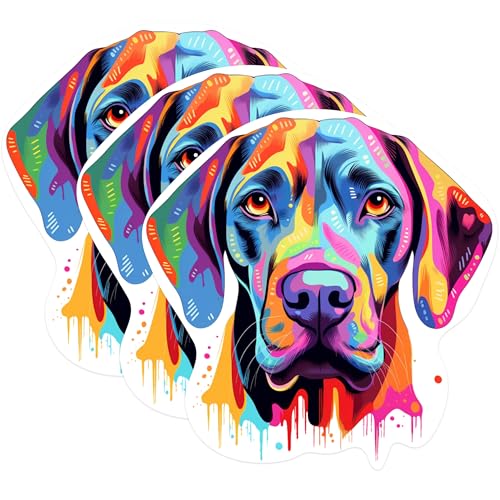 (3 Pack) Colorful Dog Decals - Abstract Art Dog - Laptop Decals - 3 Inches On Longest Side - Easy Peel & Apply - Made in USA - 3MCS0742