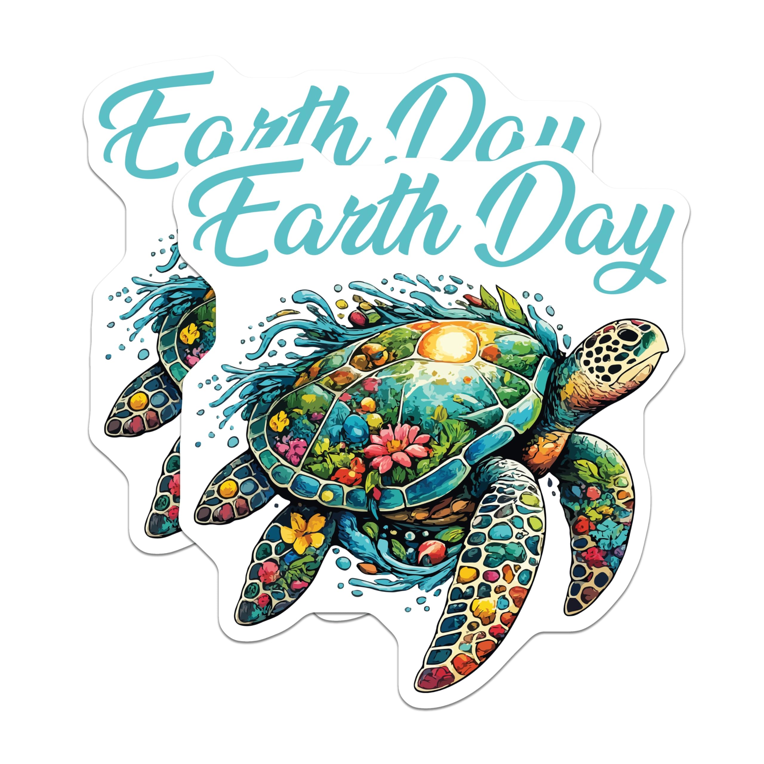(2 Pack) Earth Day Sea Turtle Magnets - Ocean Conservation Decor - Nature Lover Fridge Art - 5 Inches On Longest Side - Thick Durable Magnet - Made in USA - MAG21930