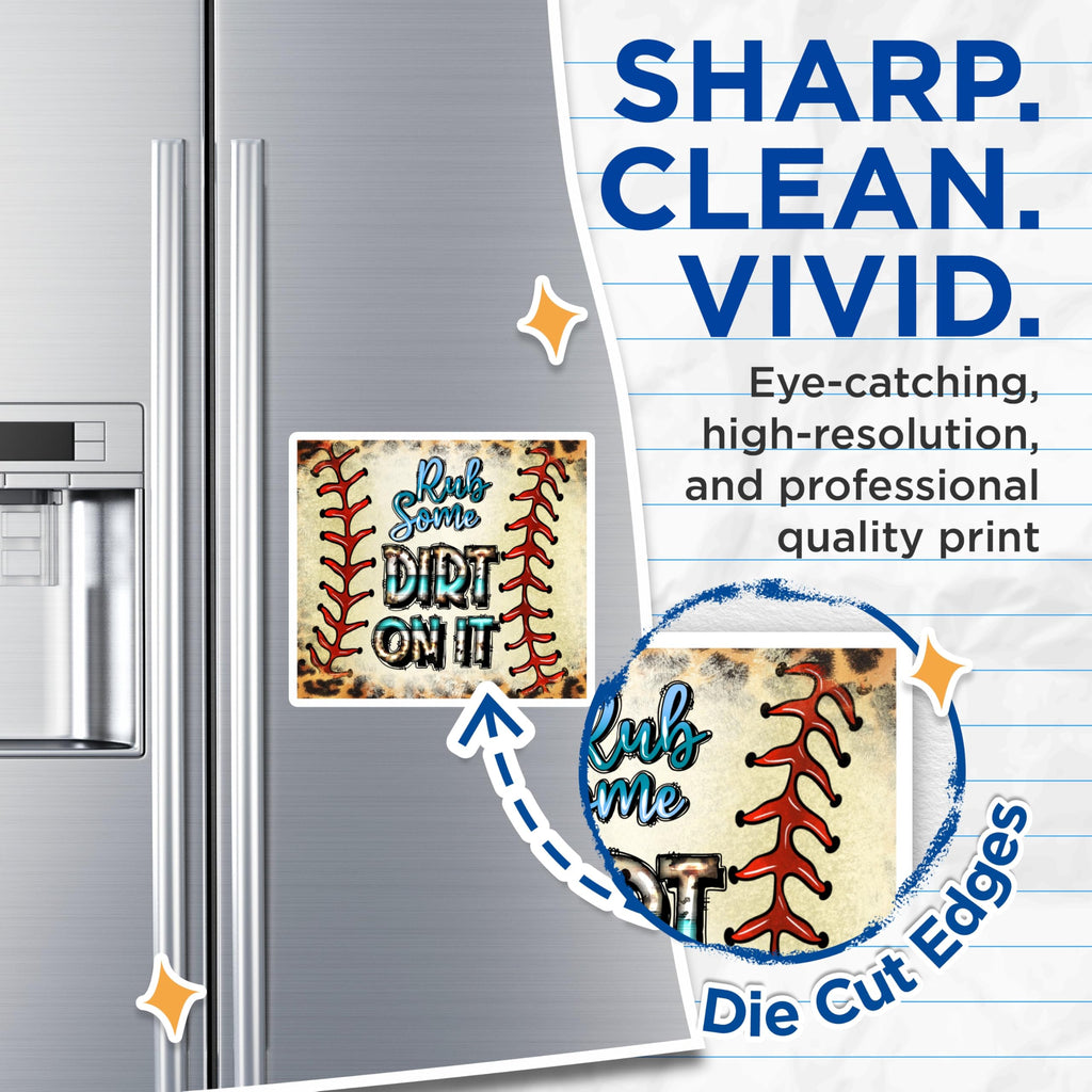 (2 Pack) Baseball Magnets - Rub Some Dirt On It - Sports Fan Locker Decor - 5 Inches On Longest Side - Thick Durable Magnet - Made in USA - MAG28105