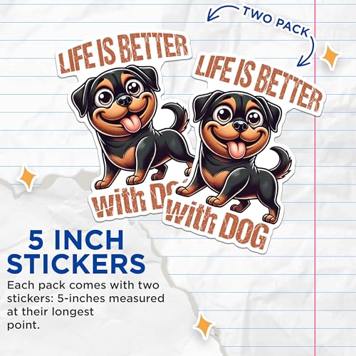 (2 Packs) Life is Better with Dog Stickers - German Shepherd Decals - 5 Inches On Longest Side - Premium Vinyl Decal - Sticks to Any Smooth Flat Surface - Made in USA - BMCS2399