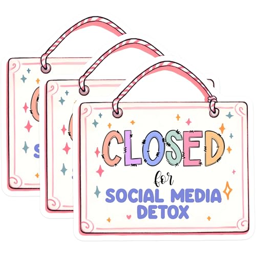 (3 Pack) Social Media Detox Decals - Closed Sign Decals - Laptop Decal - 3 Inches On Longest Side - Easy Peel & Apply - Made in USA - 3MCS6275