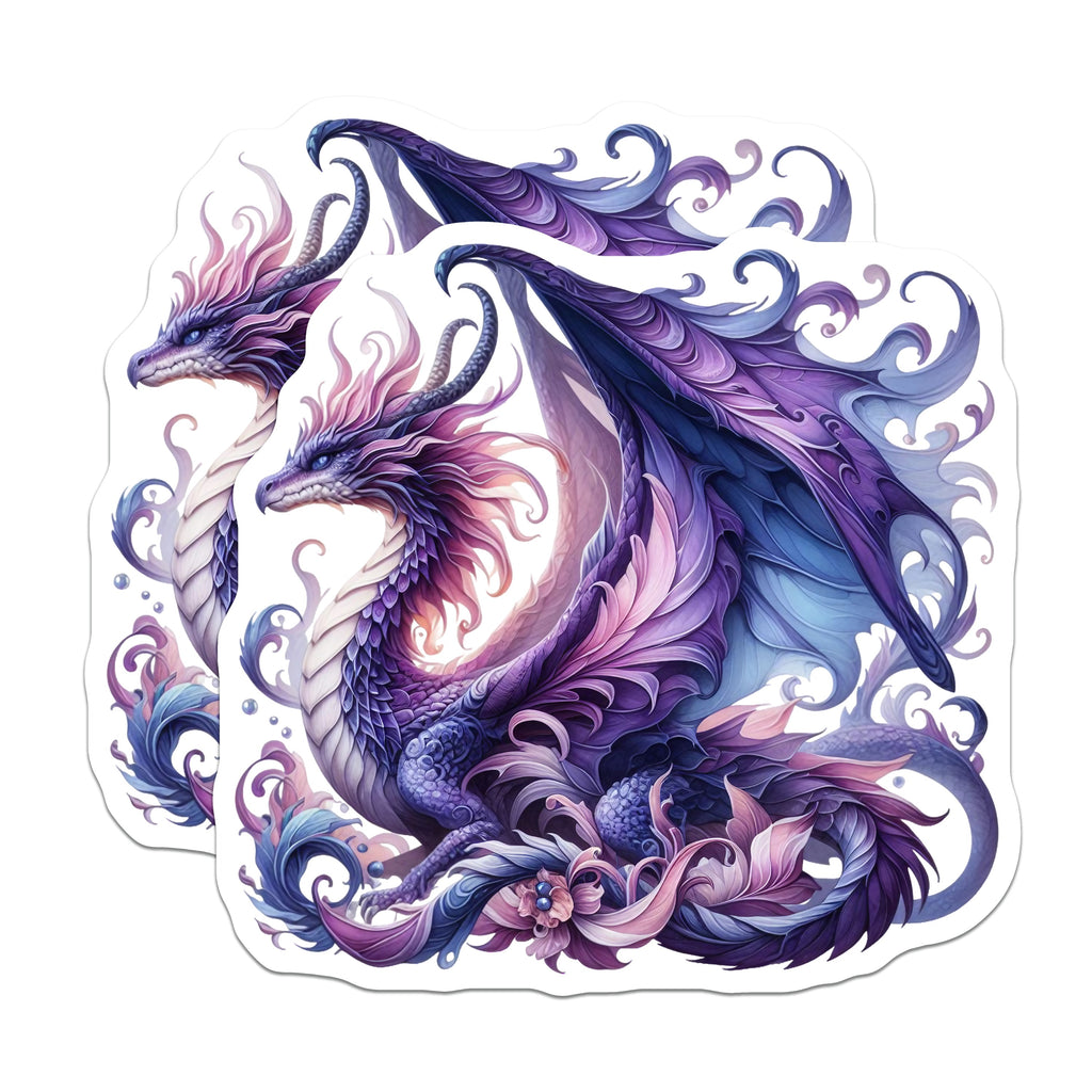 (2 Pack) Mystical Dragon Magnets - Purple Fantasy Creature - Whimsical Refrigerator Locker Decor - Unique Dragon Collector Item - 5" - Durable Magnet - Made in USA - MAG37837
