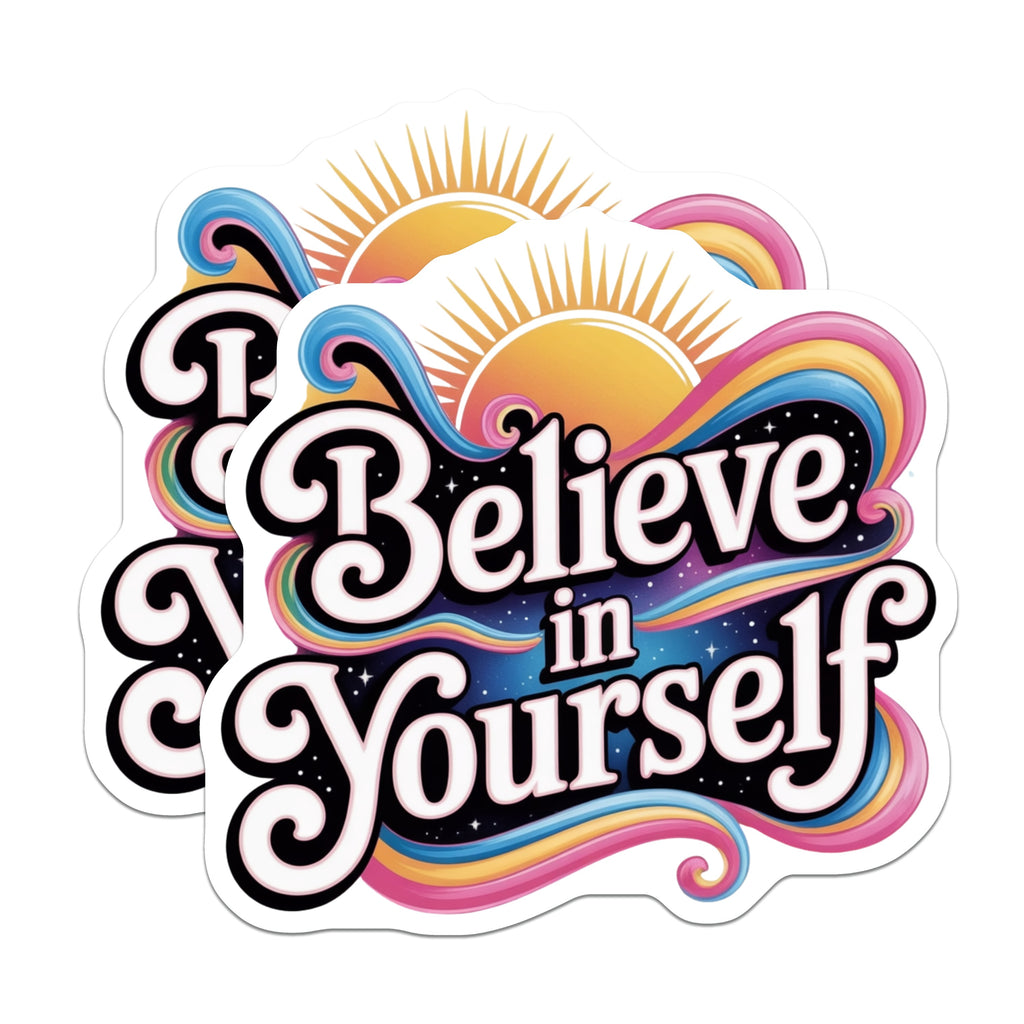 (2 Pack) Believe in Yourself Magnets - Motivational Affirmation - Positive Vibes Aesthetic - Self Love Decor for Teens - 5 Inches On Longest Side - Thick Durable Magnet - Made in USA - MAG36794