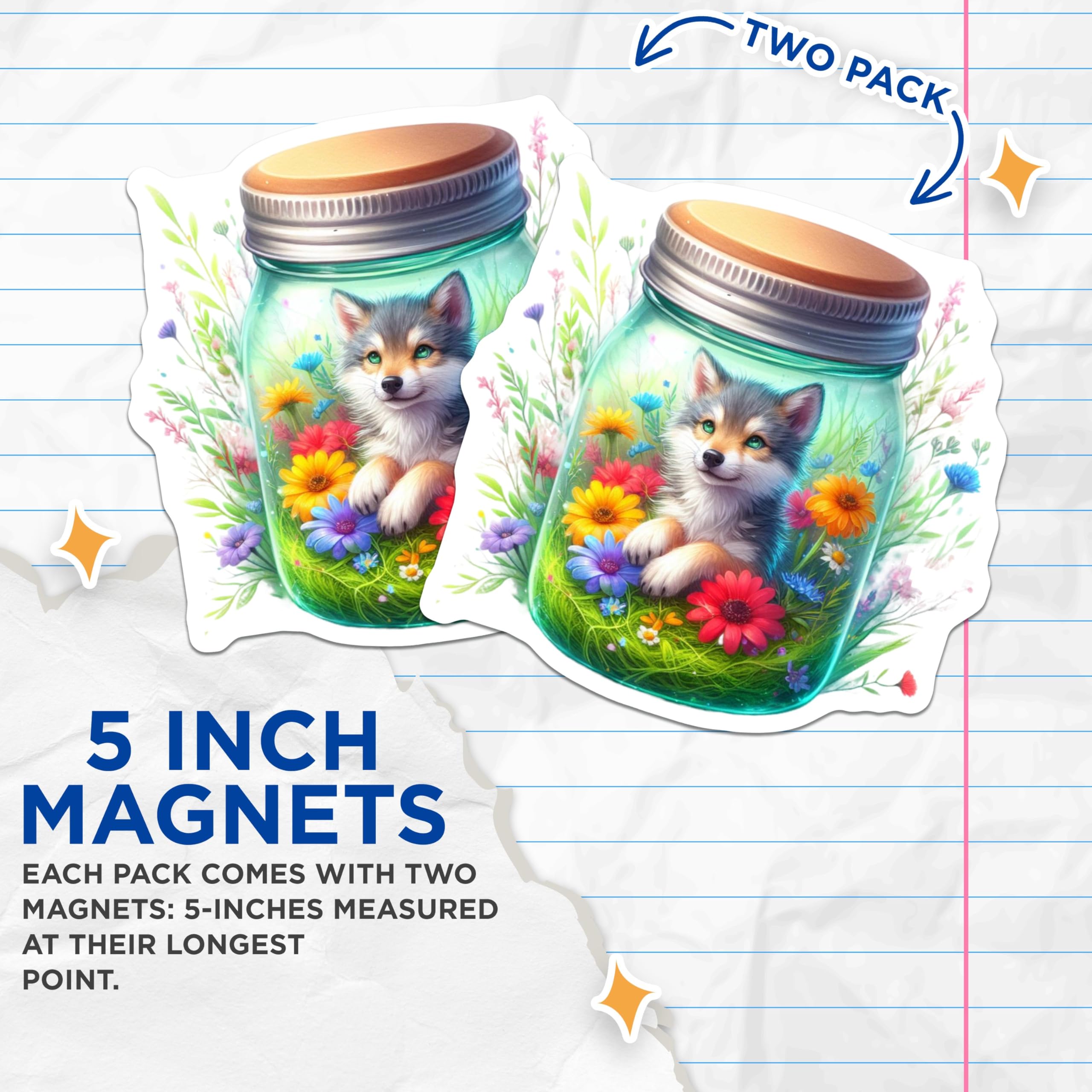 (2 Pack) Kitchen Decor Magnet - Refrigerator Decoration - 5" On Longest Side - Sticks to Smooth Flat Surfaces - Made in USA - MAG9383
