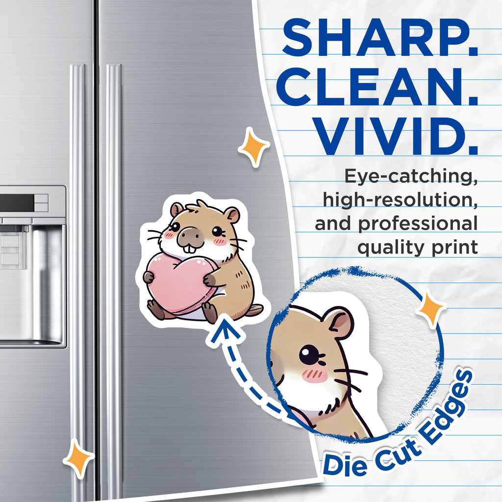 (2 Pack) Cute Groundhog Love Heart Magnets - Kawaii Animal Fridge - Wholesome Decor for Friends - 5 Inches On Longest Side - Thick Durable Magnet - Made in USA - MAG39502