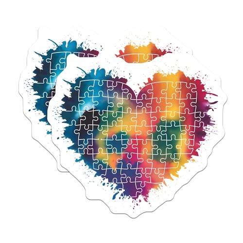 (2 Pack) Heart Puzzle Magnets - Rainbow Heart - Colorful Heart Magnet Puzzle - 5" On Longest Side - for Cars, Fridges, Toolboxes - Made in USA - MAG6711