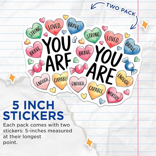 (2 Pack) Inspirational Quote Stickers - Positive Affirmation Stickers - Motivational Message Stickers - 5" On Longest Side - Sticks to Any Smooth Flat Surface - Made in USA - BMCS3560