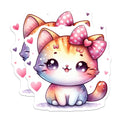 (2 Pack) Cute Kawaii Kitten Magnets - Pastel Cat Aesthetic - Chibi Animal Lover Fridge Locker Decor - 5 Inches On Longest Side - Thick Durable Magnet - Made in USA - MAG37366
