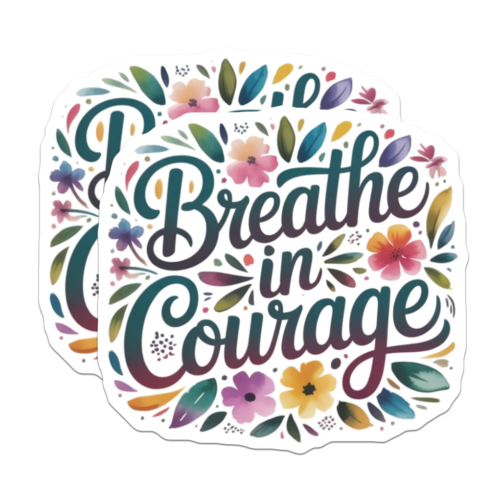 (2 Pack) Breathe in Courage Magnets - Inspirational Floral Quote Art - Self Care Wellness Decor - 5 Inches On Longest Side - Thick Durable Magnet - Made in USA - MAG36427