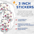 (3 Pack) Anti Social Moms Club Decals - Wine Skeleton - Funny Mom Decals - 3 Inches On Longest Side - Easy Peel & Apply - Made in USA - 3MCS8537