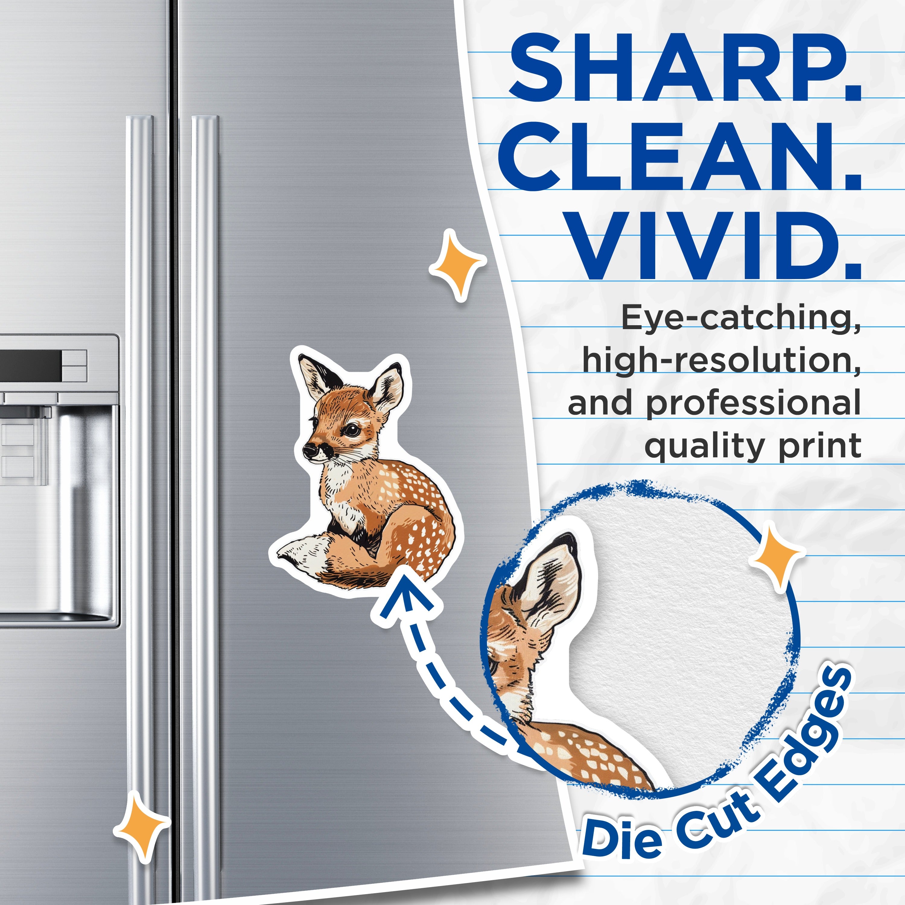 (2 Pack) Cute Fawn Magnets - Woodland Animal Decor - Nursery Refrigerator Accent - 5 Inches On Longest Side - Thick Durable Magnet - Made in USA - MAG37921