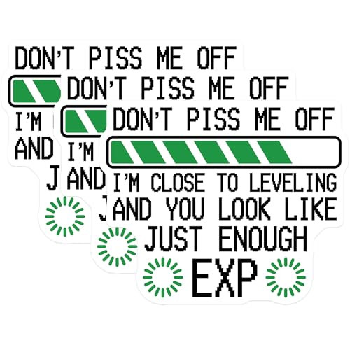 (3 Pack) Leveling Up Decals - Funny Gamer Decal - EXP Motivation Decal - 3 Inches On Longest Side - Easy Peel & Apply - Made in USA - 3MCS7429