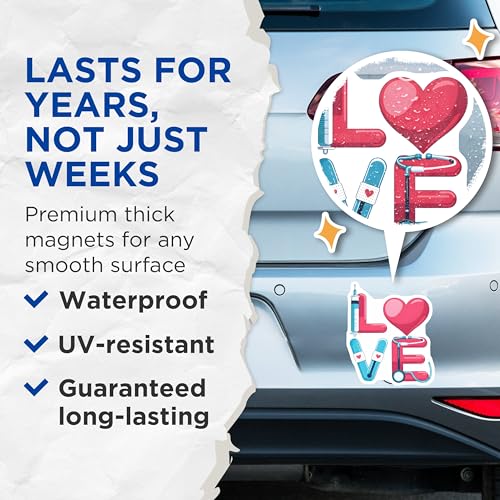 (2 Pack) Love Nurse Magnets - Healthcare Magnets - Medical Professional Appreciation Magnets - Nurse Office Decor Magnets - 5" On Longest Side - for Cars, Fridges, Toolboxes - Made in USA - MAG7205