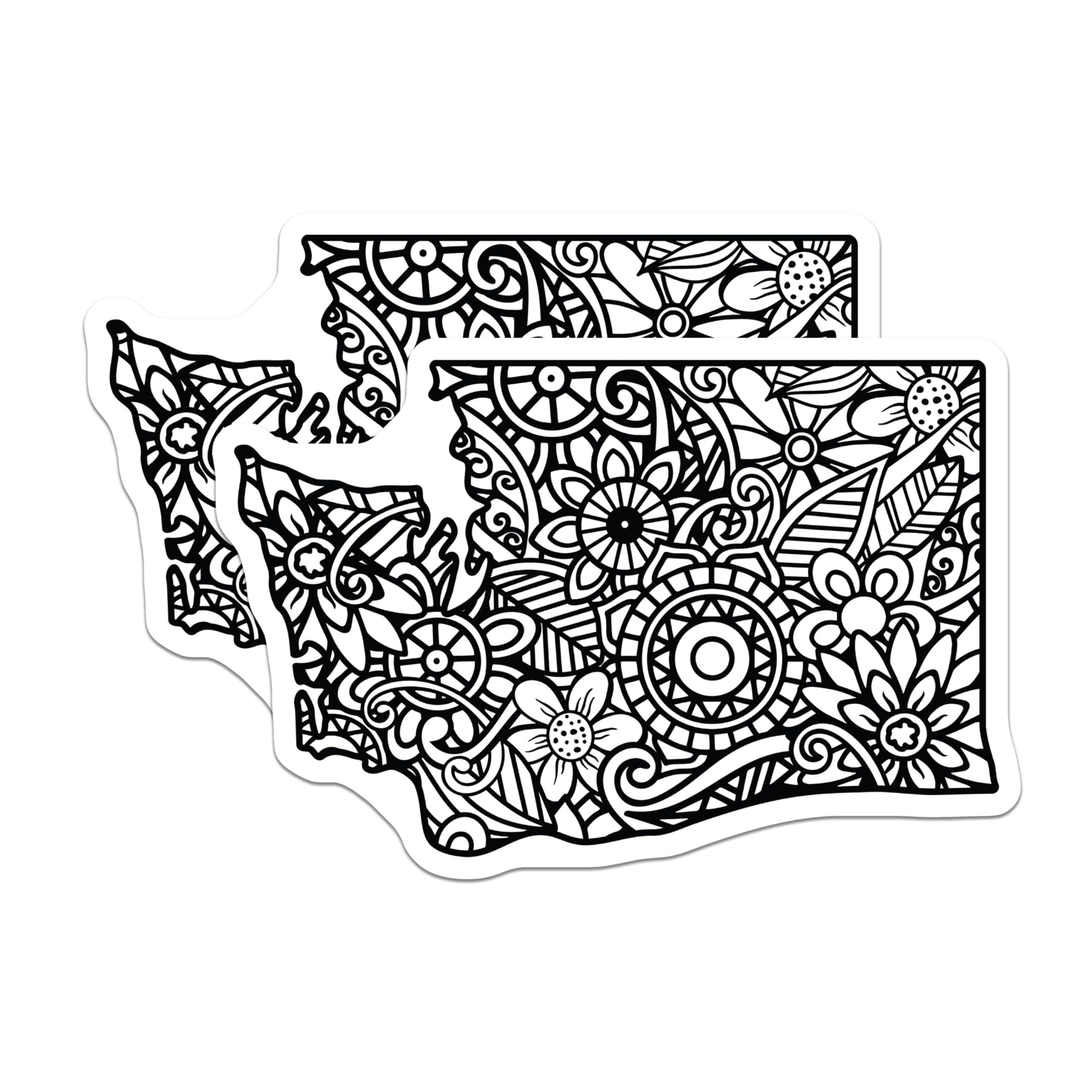 (2 Pack) Washington State Magnets - Intricate Floral Design - Pacific Northwest Souvenir - 5 Inches On Longest Side - Thick Durable Magnet - Made in USA - MAG19270
